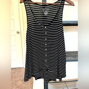 American Eagle Black and White Stripe Button Down Tank